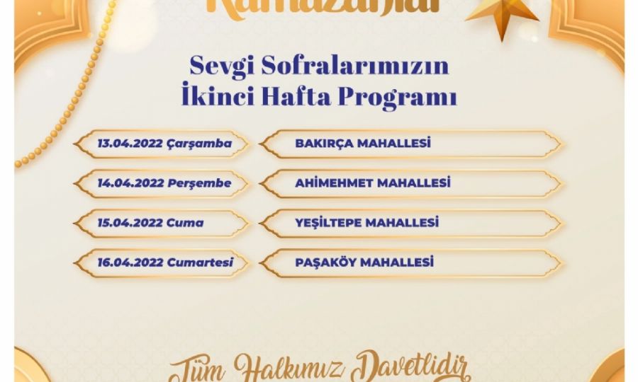 Ramazan Ayı İftar Sofraları-Bakırça, Ahimehmet, Yeşiltepe, Paşaköy Mahallesi