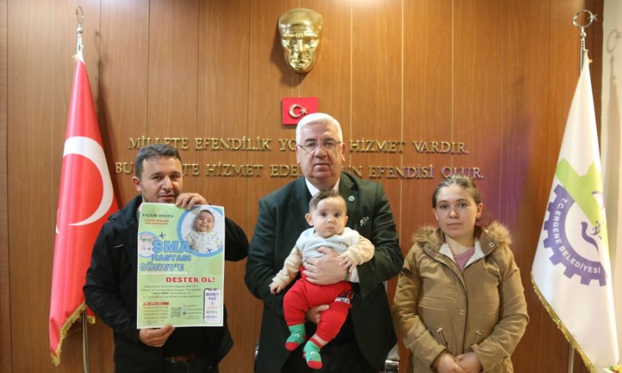 Ergene Belediye Bakan Rasim Yksel SMA Hastas Gney Bebek in Destek arsnda Bulundu
